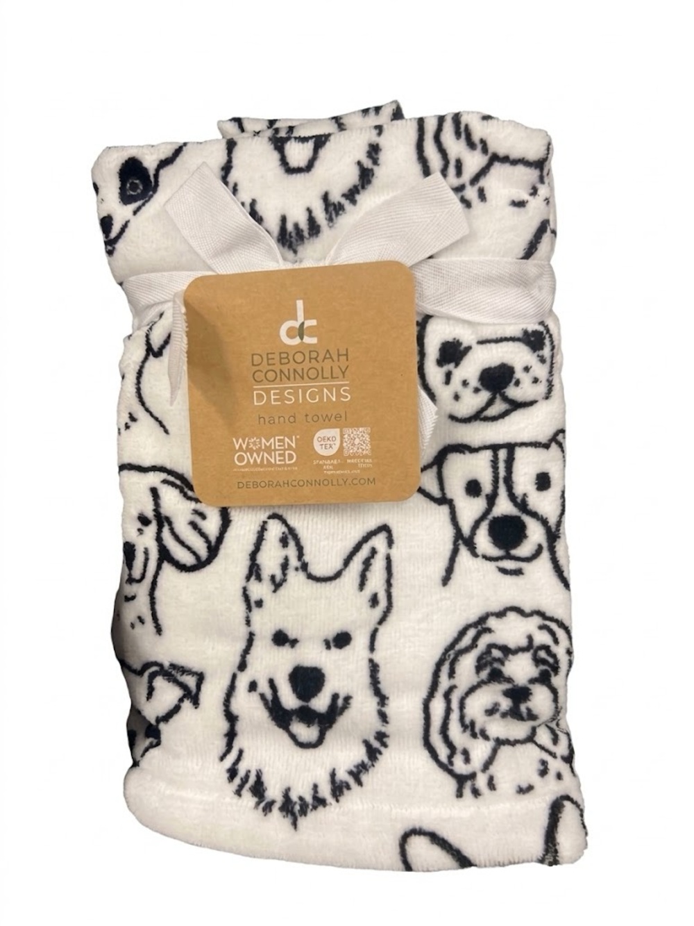 🐾🖤 2pk Deborah Connolly Dog Print Hand Towels set NWT Black / White